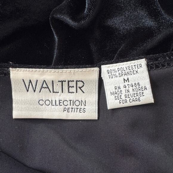 Vintage ‘90s Walter Collection Petites Black Velvet Short Sleeve Maxi Dress - Picture 7 of 8